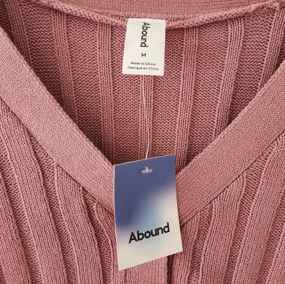Abound Rib Knit Cropped Cardigan Sweater Dusty Rose Pink Medium NWT - Picture 5 of 5